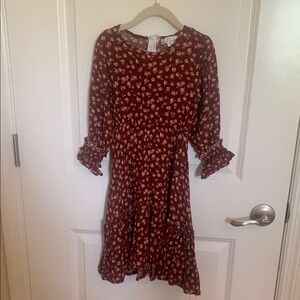 Floral Maroon Kids Dress